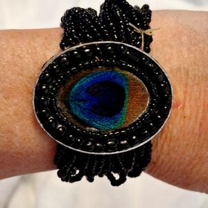 Peacock Feather Stretchy Bracelet